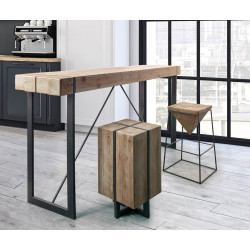 TABLE DE BAR EN BOIS ET MÉTAL INDUSTRIELLE GARRETT