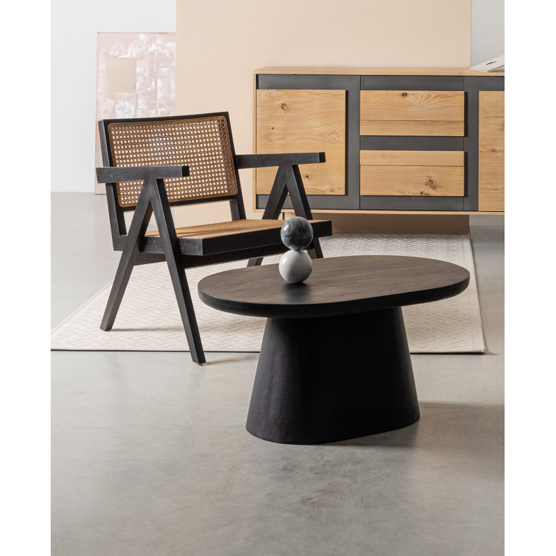 FAUTEUIL LOUNGE SALON CANNAGE GALIA NOIR