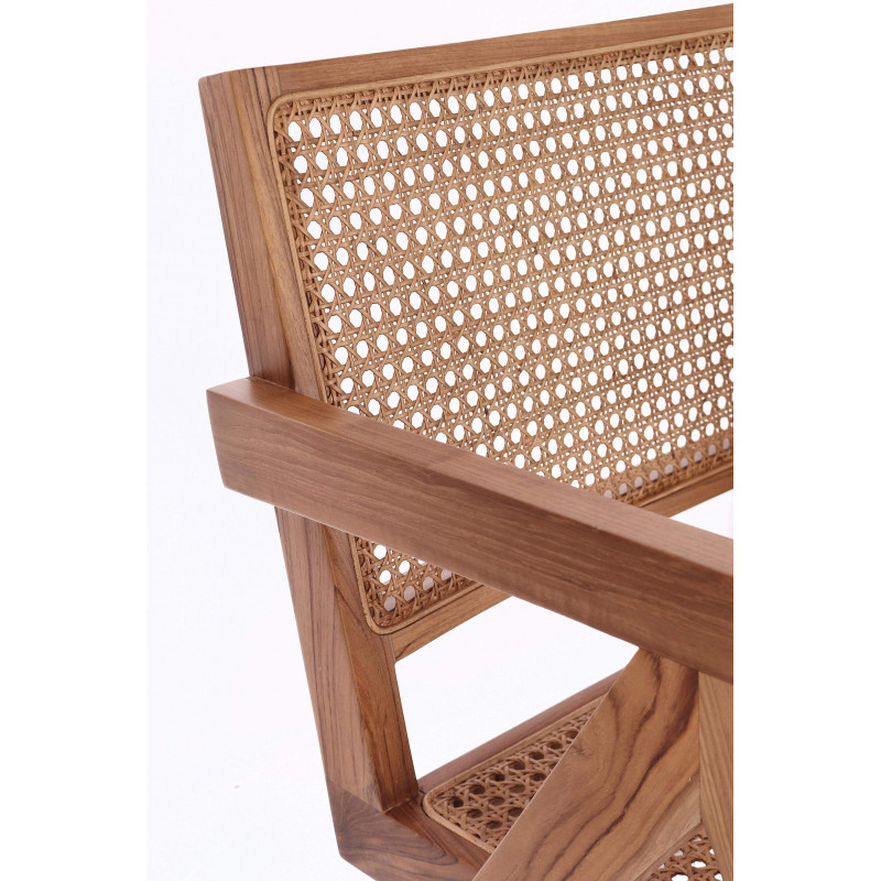 FAUTEUIL LOUNGE SALON CANNAGE GALIA BOIS DE TECK