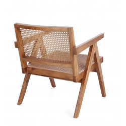 FAUTEUIL LOUNGE SALON CANNAGE GALIA BOIS DE TECK