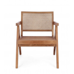 FAUTEUIL LOUNGE SALON CANNAGE GALIA BOIS DE TECK