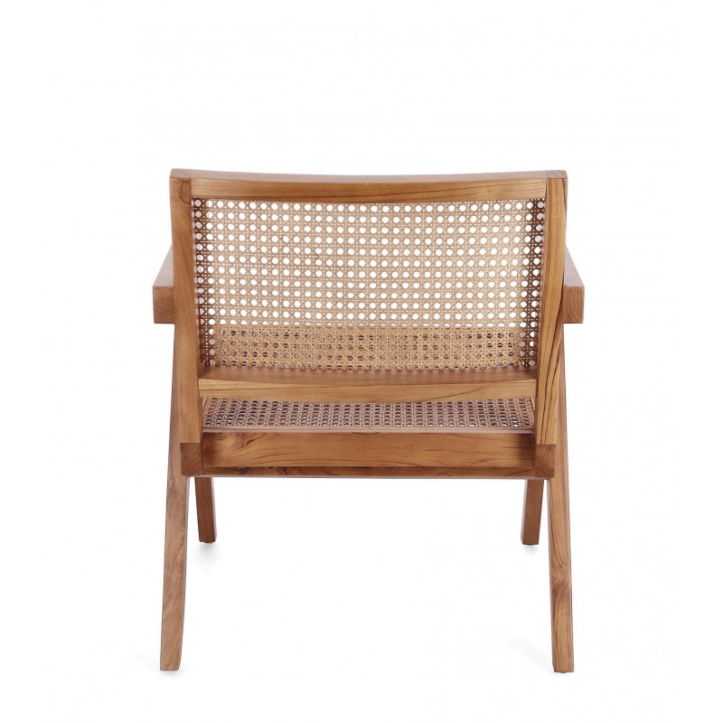 FAUTEUIL LOUNGE SALON CANNAGE GALIA BOIS DE TECK