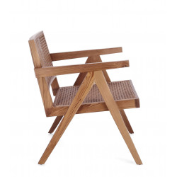 FAUTEUIL LOUNGE SALON CANNAGE GALIA BOIS DE TECK