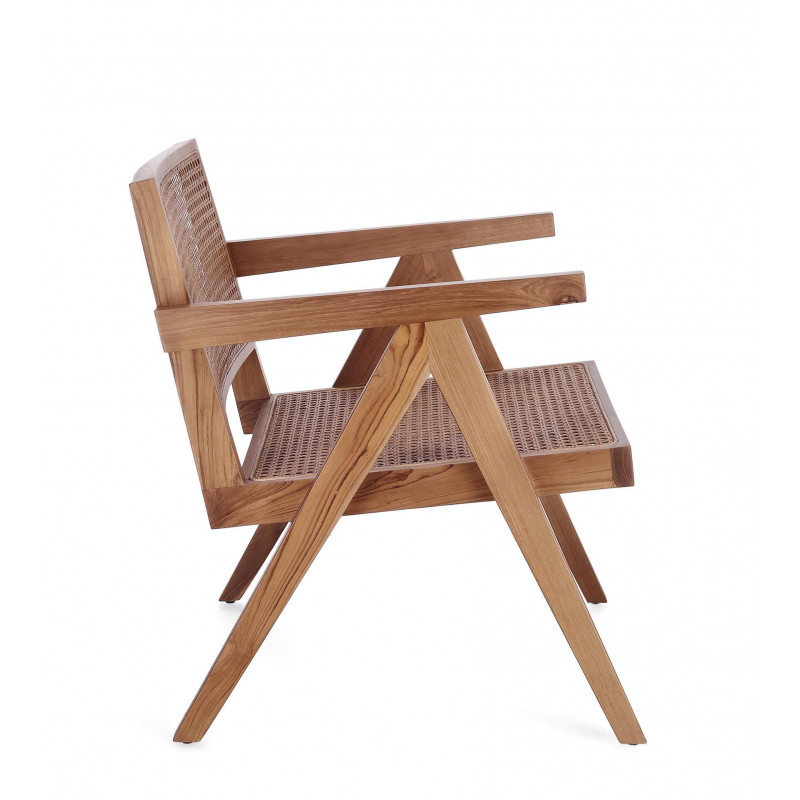 FAUTEUIL LOUNGE SALON CANNAGE GALIA BOIS DE TECK