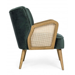 PETIT FAUTEUIL DÉCO VELOURS ET CANNAGE VIRNA MOUTARDE