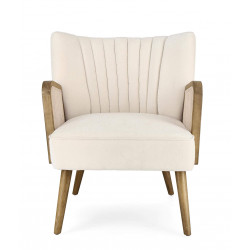 PETIT FAUTEUIL DÉCO VELOURS ET CANNAGE VIRNA BEIGE