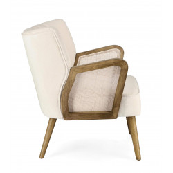 PETIT FAUTEUIL DÉCO VELOURS ET CANNAGE VIRNA BEIGE