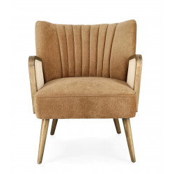 PETIT FAUTEUIL DÉCO VELOURS ET CANNAGE VIRNA MOUTARDE