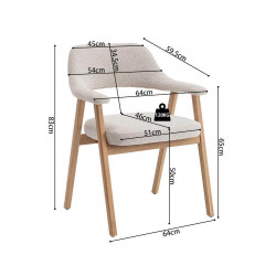 FAUTEUIL EN CHÊNE ET TISSU SCANDINAVE CORALIE